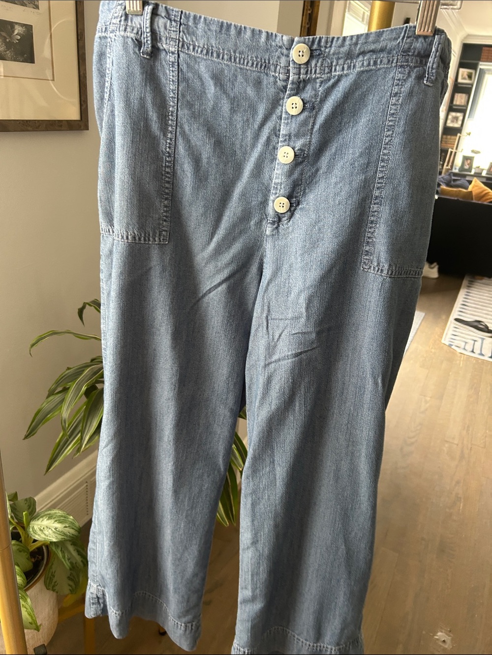 J. Jill Light Blue Button-Front Wide Leg Jeans